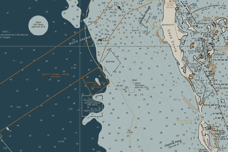 Estero Bay to Lemon Bay Nautical Chart - Ft Myers, Sanibel & Punta Gorda — Heritage Edition — print detail 1