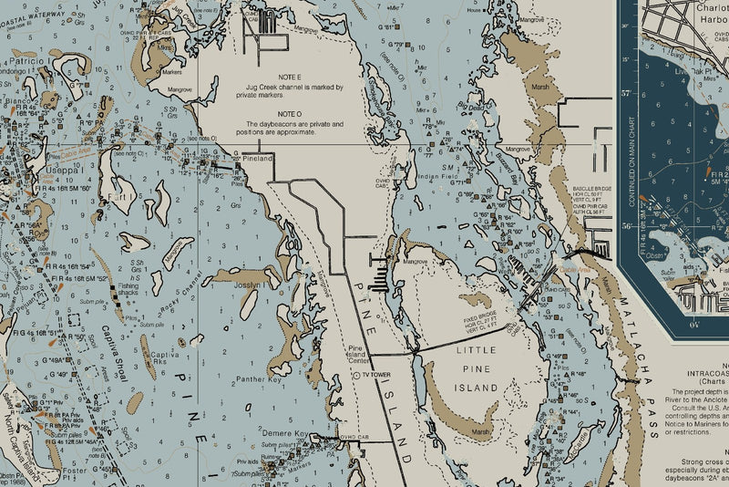 Estero Bay to Lemon Bay Nautical Chart - Ft Myers, Sanibel & Punta Gorda — Heritage Edition — print detail 2