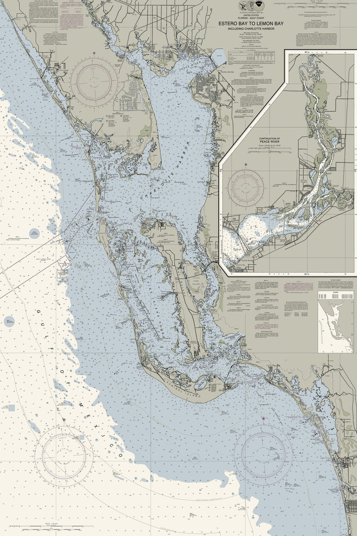 Estero Bay to Lemon Bay Nautical Chart - Ft Myers, Sanibel & Punta Gorda — Traditional palette