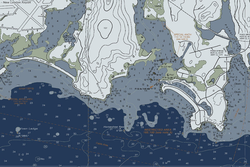 Fishers Island Sound Nautical Chart — Modern Edition — print detail 1