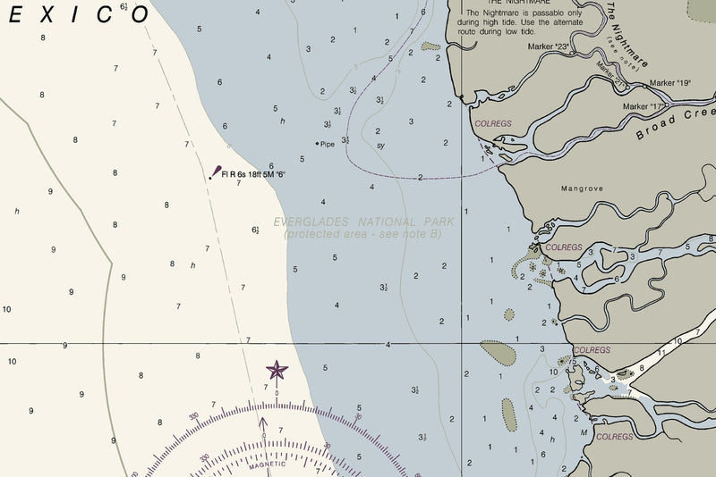Florida Everglades Nautical Chart — print detail 1