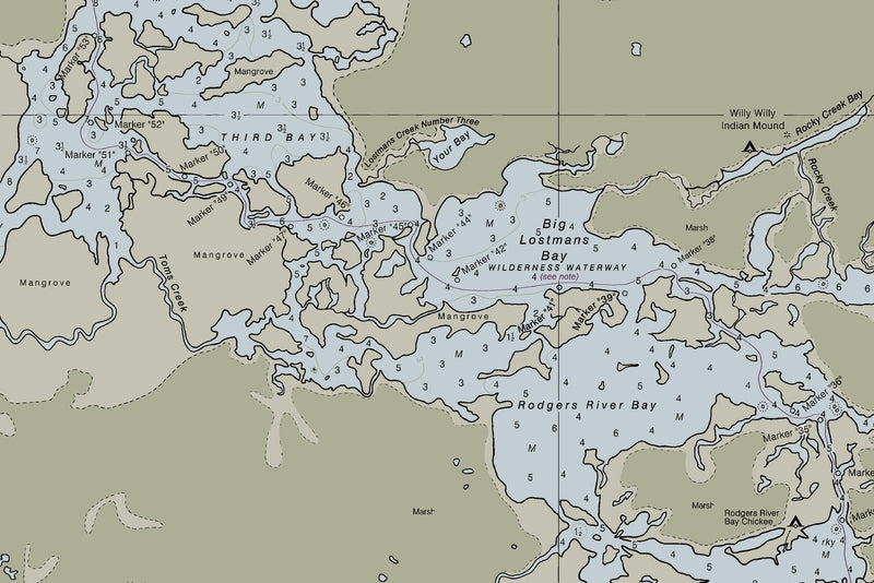 Florida Everglades Nautical Chart — print detail 3