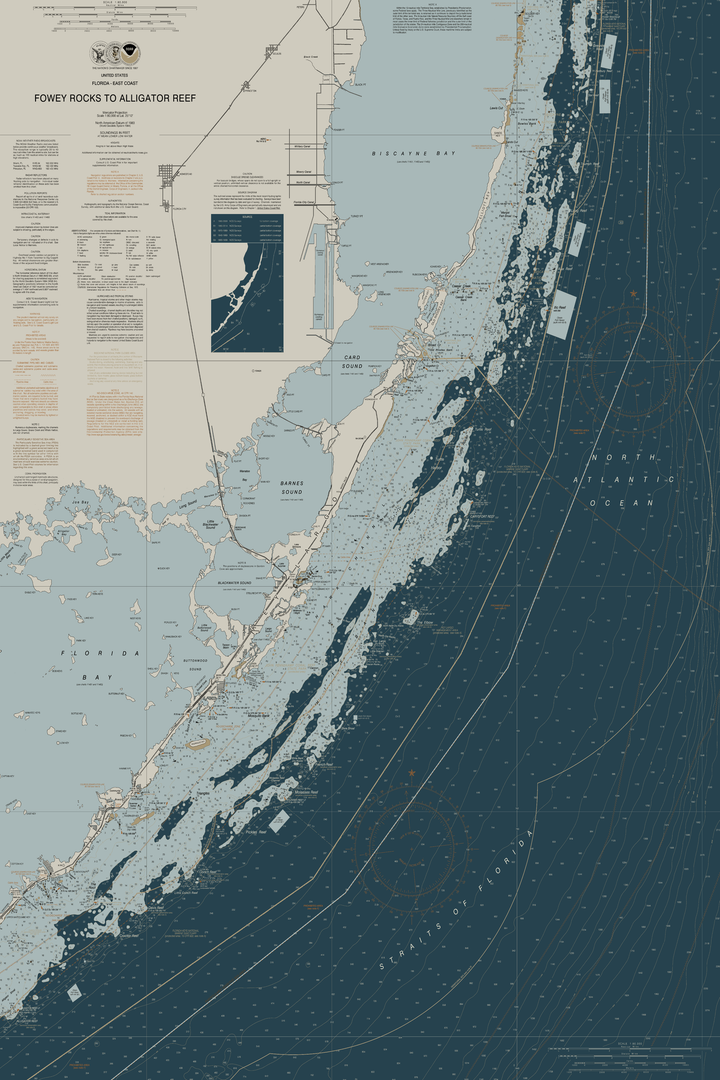 Fowey Rocks To Alligator Reef Nautical Chart — Heritage Edition — Heritage Edition palette