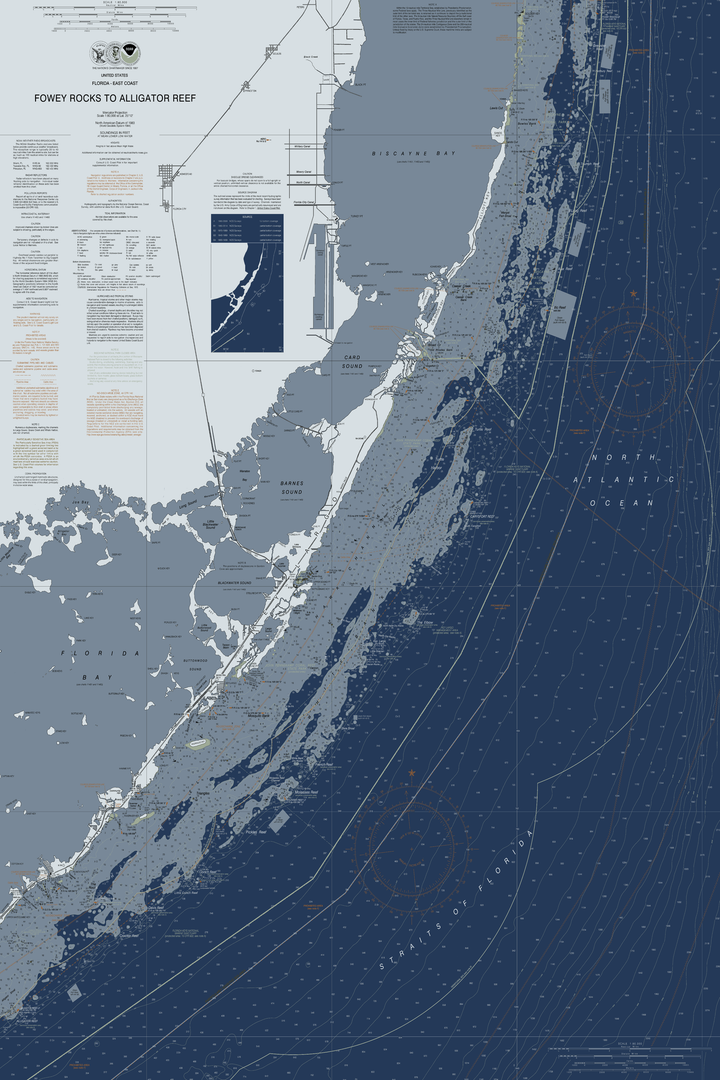Fowey Rocks To Alligator Reef Nautical Chart — Modern Edition