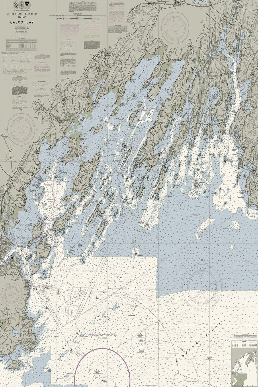 Casco Bay, ME Nautical Chart Art | ChartCo – The Nautical Chart