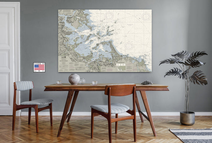 Boston Harbor Nautical Chart in Traditional palette
