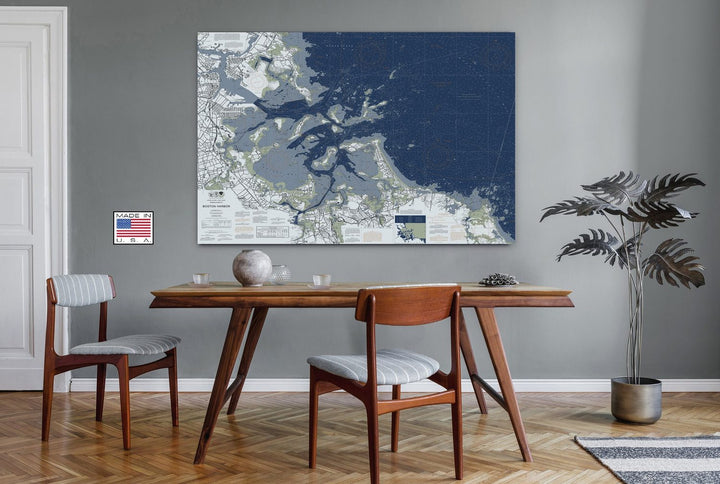 Boston Harbor Nautical Chart in Modern palette