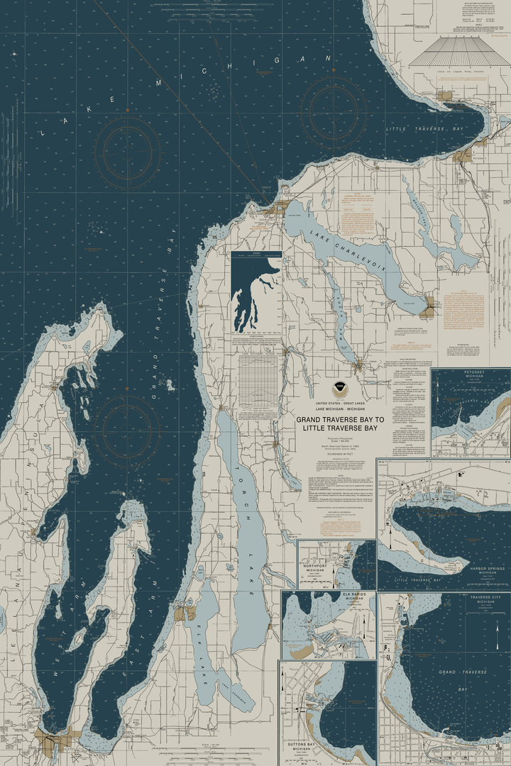 Grand Traverse To Little Traverse Bay Nautical Chart — Heritage Edition — Heritage Edition palette