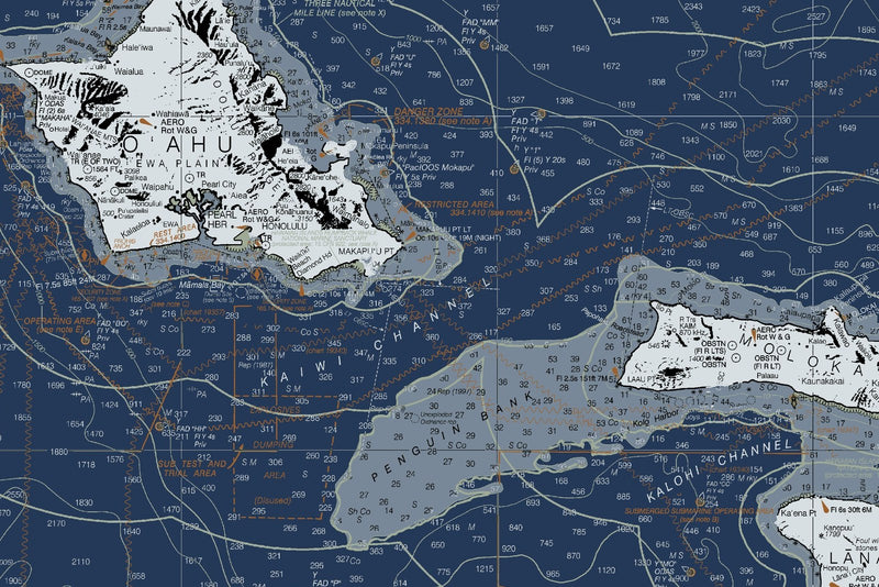 Hawaiian Islands Nautical Chart — Modern Edition — print detail 3