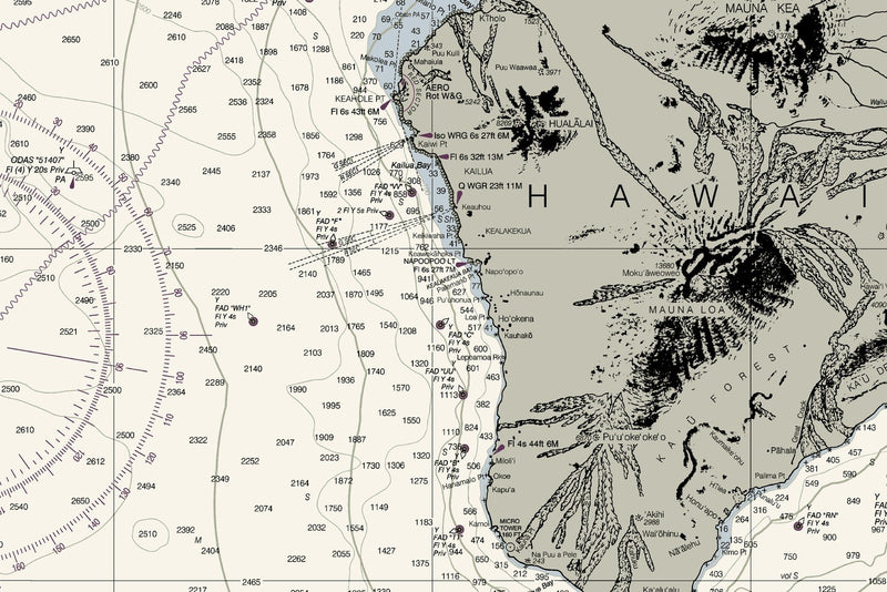 Hawaiian Islands Nautical Chart — print detail 1