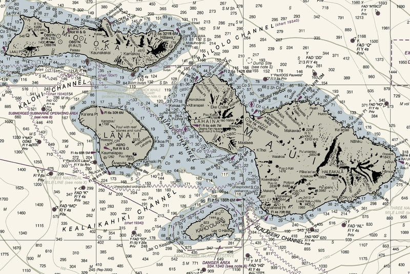 Hawaiian Islands Nautical Chart — print detail 2