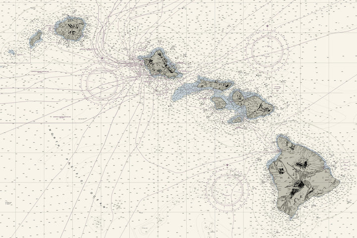 Hawaiian Islands Nautical Chart — Traditional palette