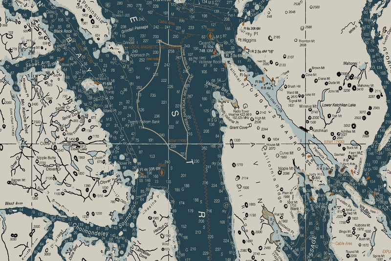 Hecate Strait to Etolin Island Including Behm and Portland Canals — Heritage Edition — print detail 3