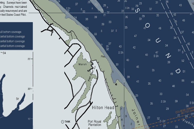 Hilton Head Island Nautical Chart — Modern Edition — print detail 1