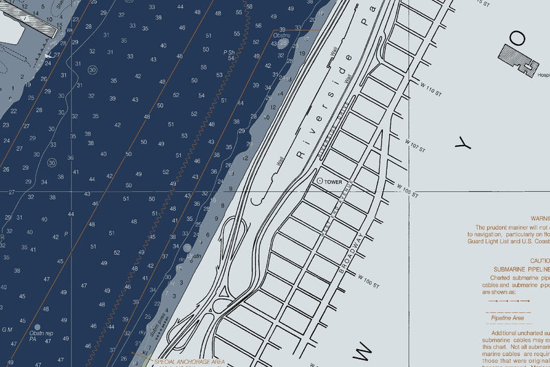 Hudson River - Days Pt To George Washington Bridge Nautical Chart — Modern Edition — print detail 1
