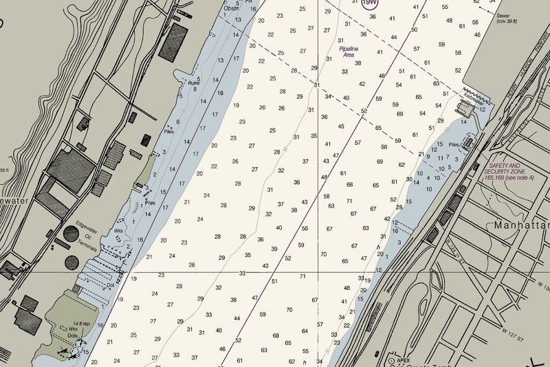 Hudson River - Days Pt To George Washington Bridge Nautical Chart — print detail 1