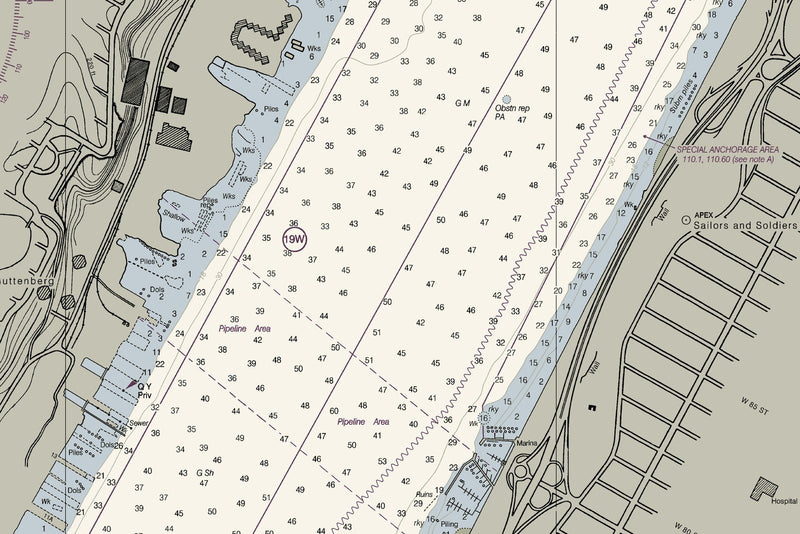 Hudson River - Days Pt To George Washington Bridge Nautical Chart — print detail 3