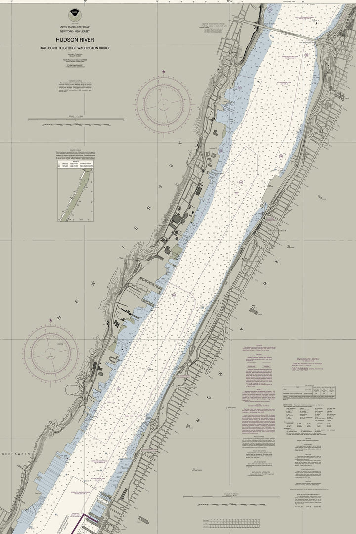Hudson River - Days Pt To George Washington Bridge Nautical Chart — Traditional palette