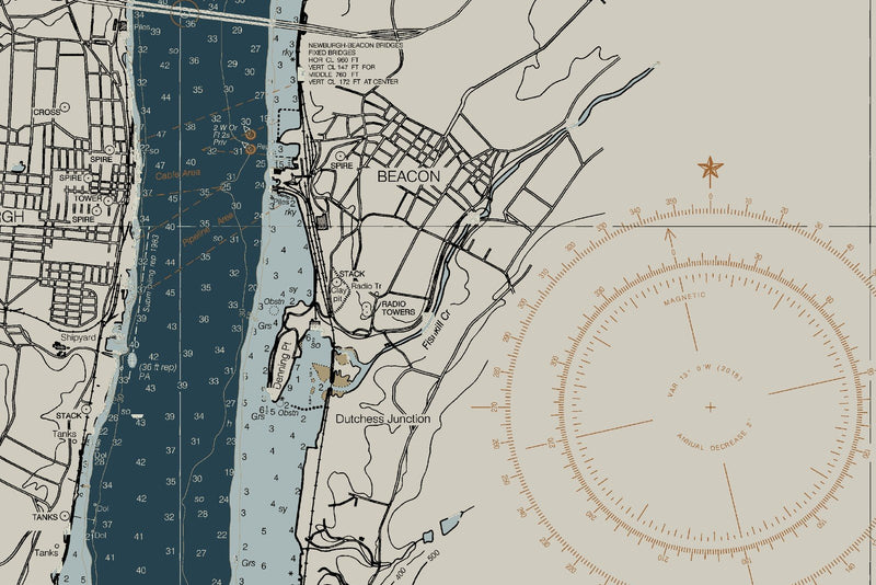 Hudson River - New York To Wappinger Creek Nautical Chart — Heritage Edition — print detail 1
