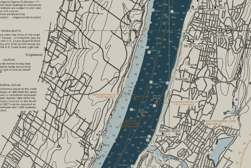 Hudson River - New York To Wappinger Creek Nautical Chart — Heritage Edition — print detail 2