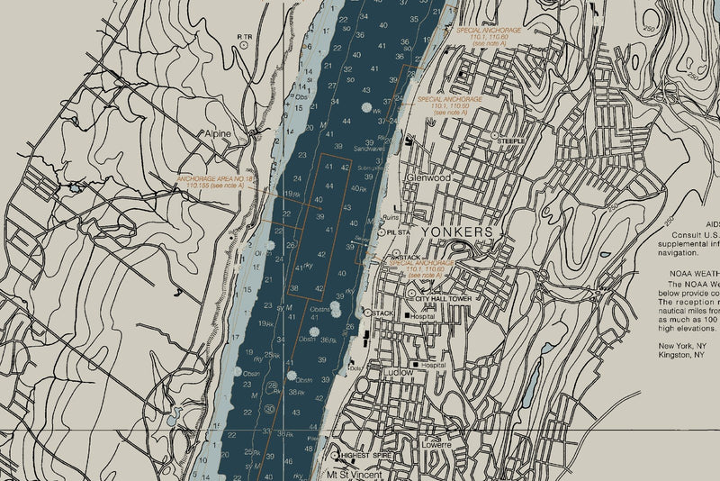 Hudson River - New York To Wappinger Creek Nautical Chart — Heritage Edition — print detail 3