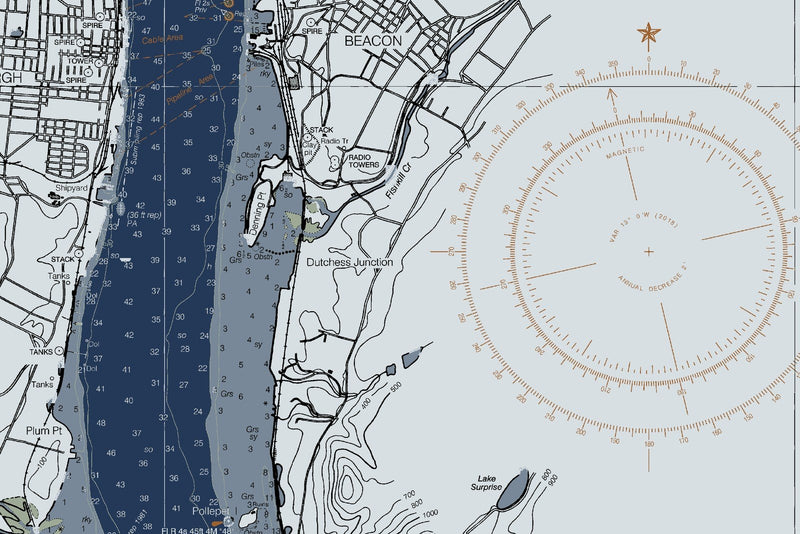 Hudson River - New York To Wappinger Creek Nautical Chart — Modern Edition — print detail 1