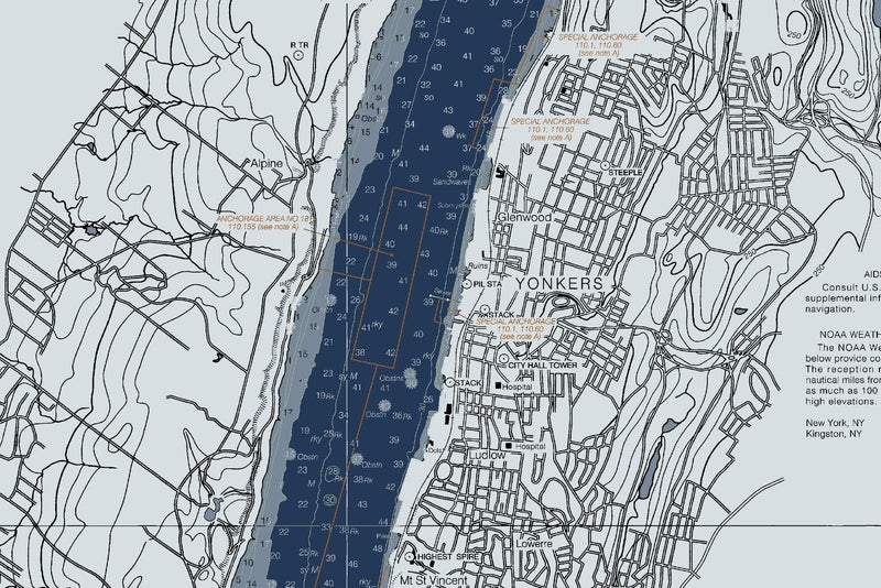 Hudson River - New York To Wappinger Creek Nautical Chart — Modern Edition — print detail 2