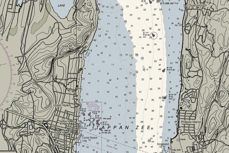 Hudson River - New York To Wappinger Creek Nautical Chart — print detail 1