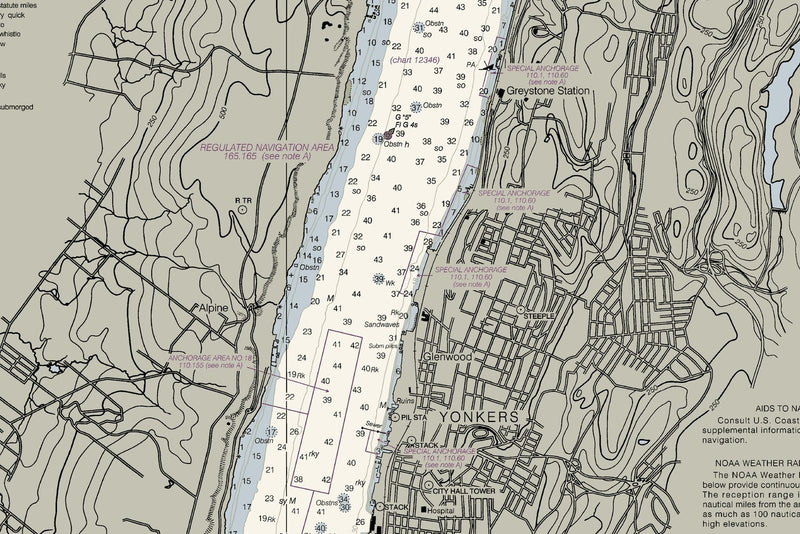 Hudson River - New York To Wappinger Creek Nautical Chart — print detail 3