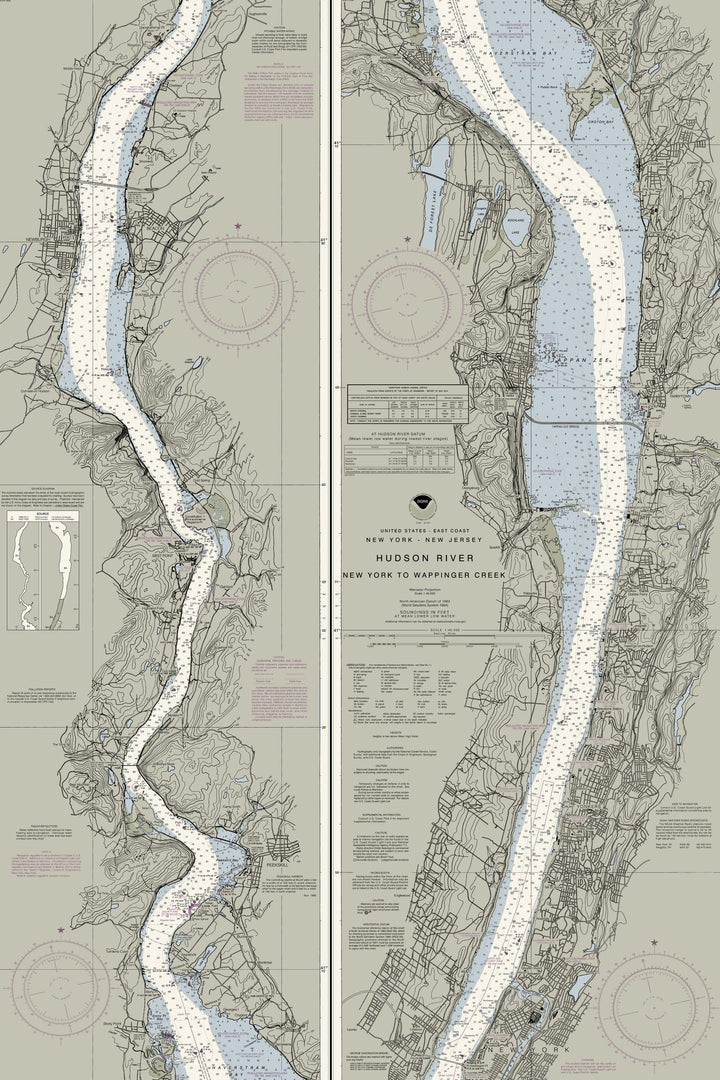 Hudson River - New York To Wappinger Creek Nautical Chart — Traditional palette