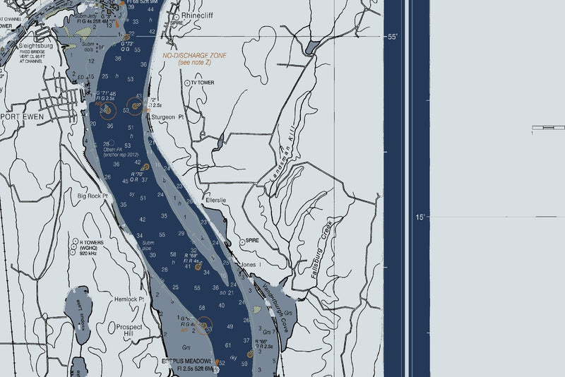 Hudson River - Wappinger Creek To Hudson Nautical Chart — Modern Edition — print detail 1