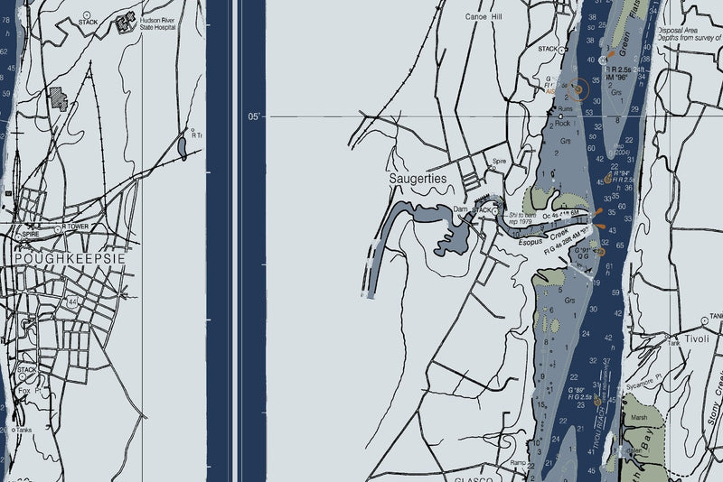 Hudson River - Wappinger Creek To Hudson Nautical Chart — Modern Edition — print detail 3
