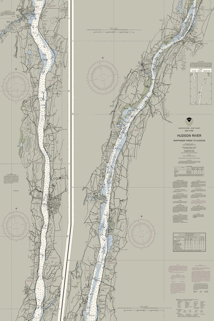Hudson River - Wappinger Creek To Hudson Nautical Chart — Traditional palette
