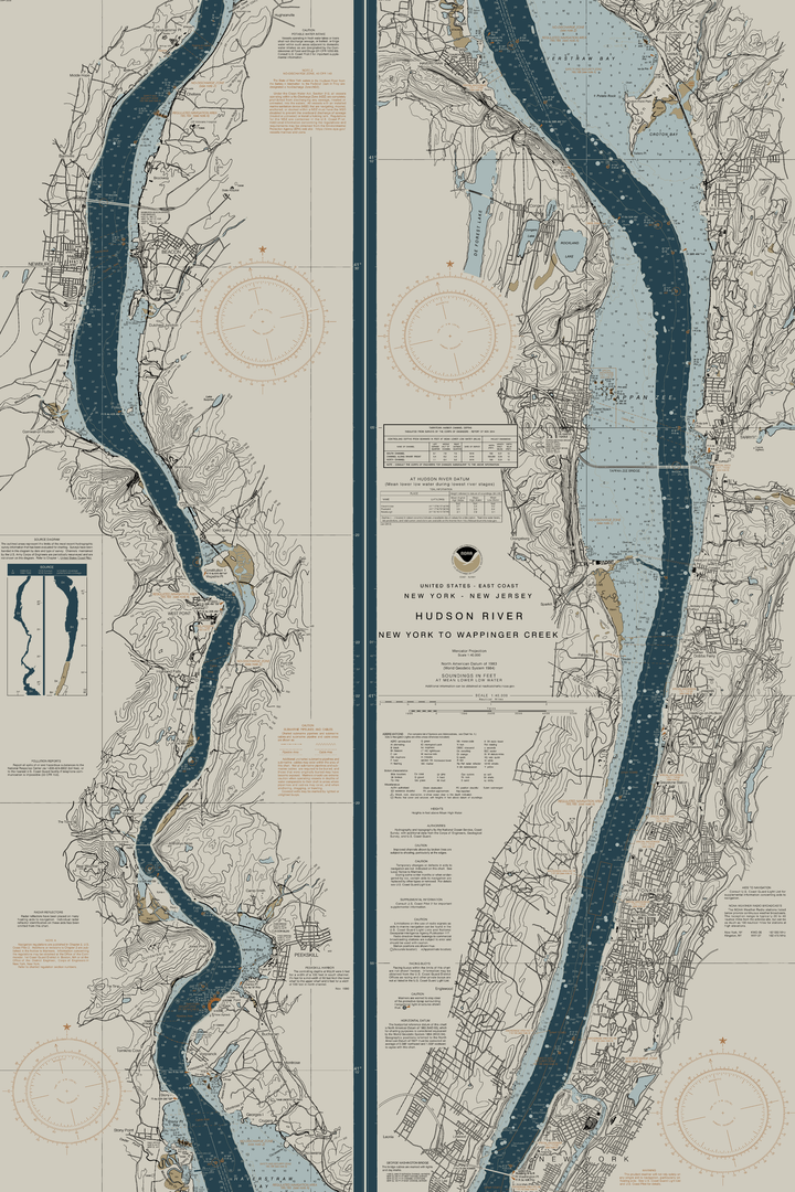 Hudson River - New York To Wappinger Creek Nautical Chart — Heritage Edition — Heritage Edition palette