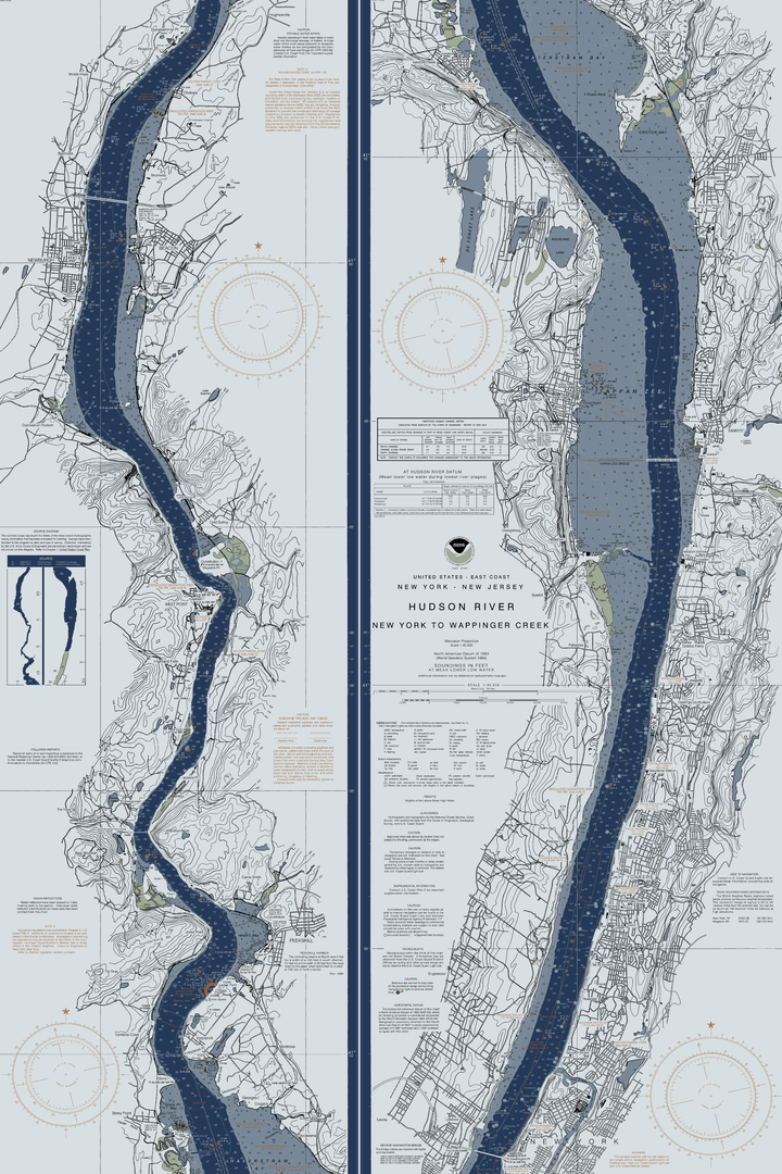 Hudson River - New York To Wappinger Creek Nautical Chart — Modern Edition