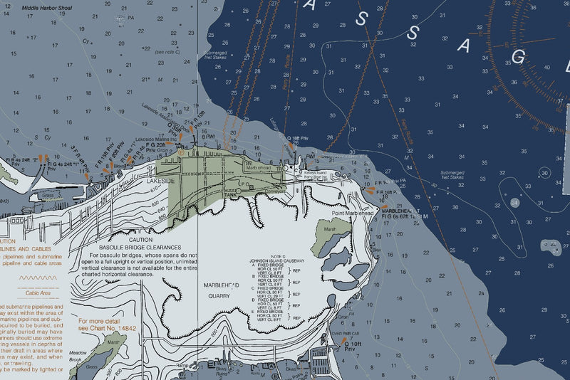 Islands in Lake Erie Nautical Chart — Modern Edition — print detail 1