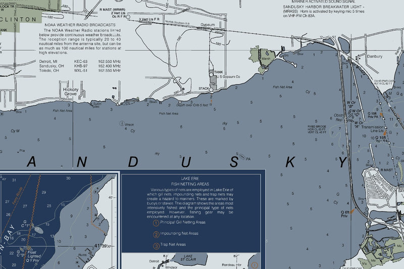 Islands in Lake Erie Nautical Chart — Modern Edition — print detail 3