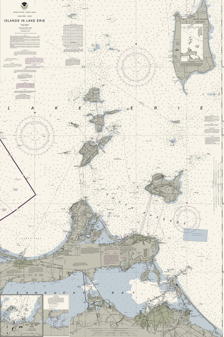 Islands in Lake Erie Nautical Chart — Traditional palette