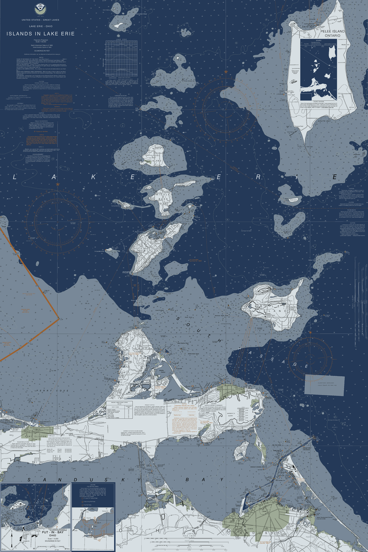 Islands in Lake Erie Nautical Chart — Modern Edition — Modern Edition palette