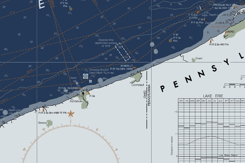 Lake Erie Nautical Chart — Modern Edition — print detail 1