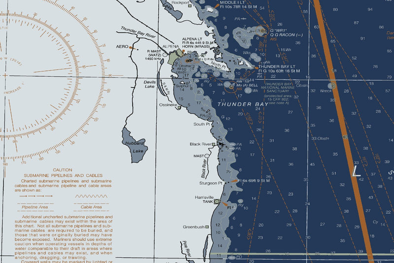 Lake Huron Nautical Chart — Modern Edition — print detail 1