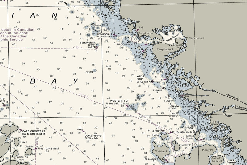 Lake Huron Nautical Chart — print detail 1
