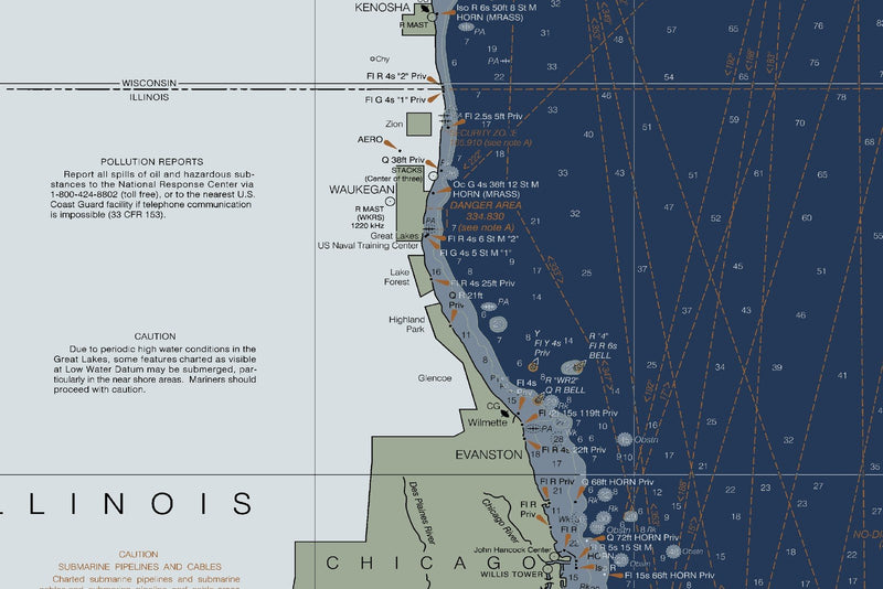 Lake Michigan Nautical Chart — Modern Edition — print detail 1