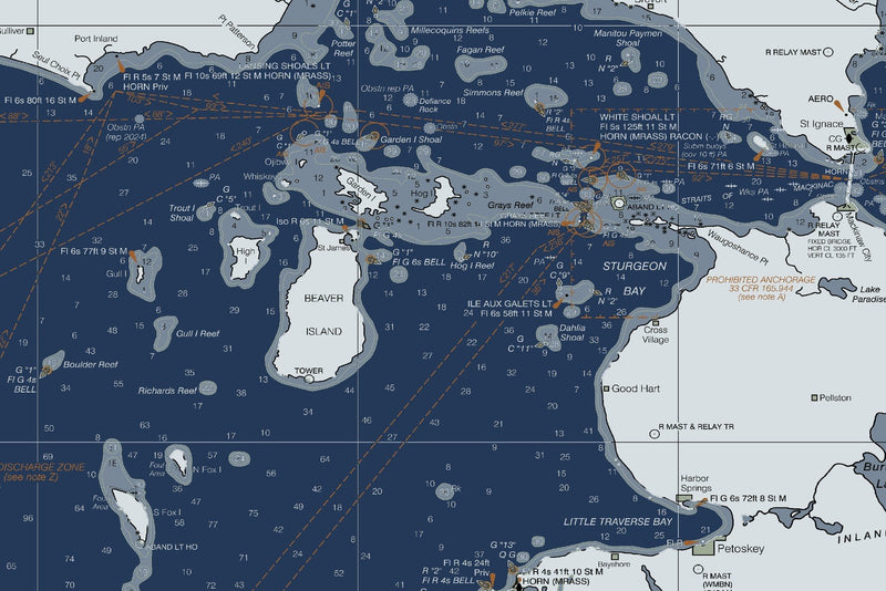 Lake Michigan Nautical Chart — Modern Edition — print detail 2