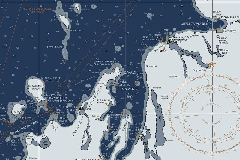 Lake Michigan Nautical Chart — Modern Edition — print detail 3