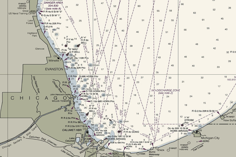 Lake Michigan Nautical Chart — print detail 1