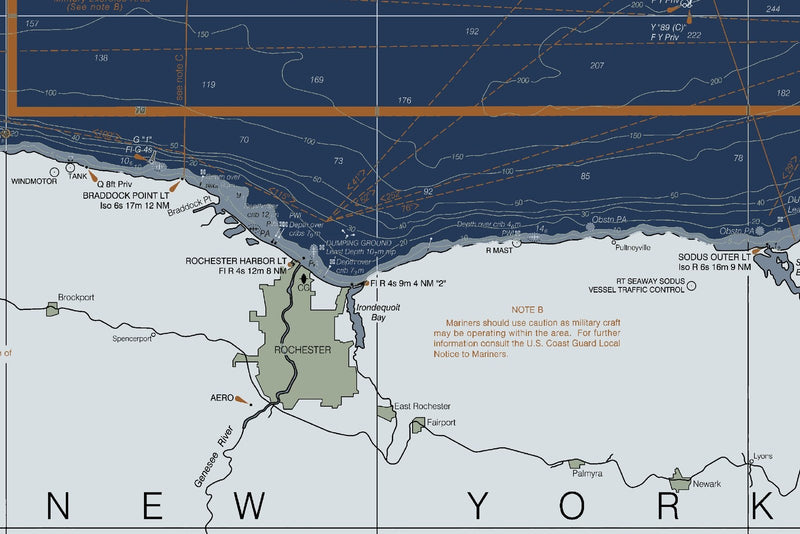 Lake Ontario Nautical Chart — Modern Edition — print detail 1