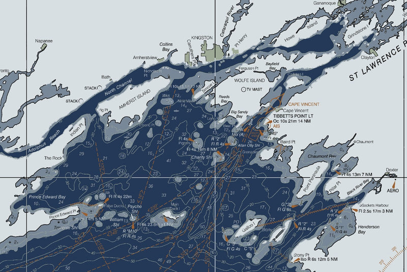 Lake Ontario Nautical Chart — Modern Edition — print detail 2