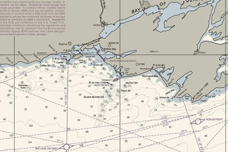 Lake Ontario Nautical Chart — print detail 1