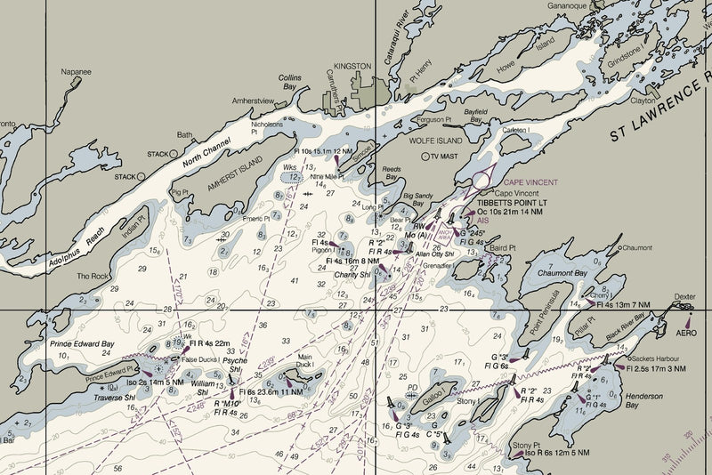 Lake Ontario Nautical Chart — print detail 2